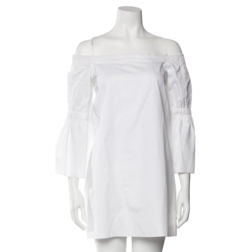 Tibi White Off-the-Shoulder Mini Dress | Size Small